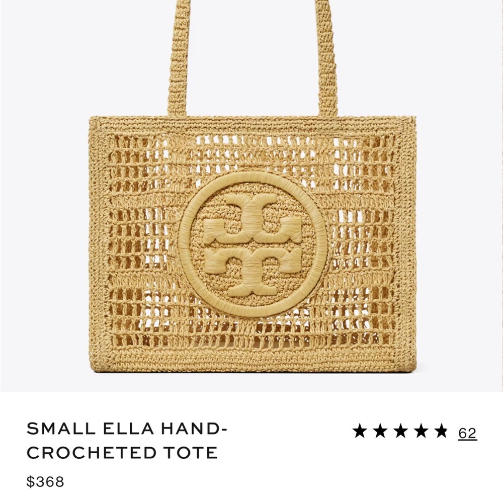 Tory Burch Gold Hand-Crocheted Tote Bag